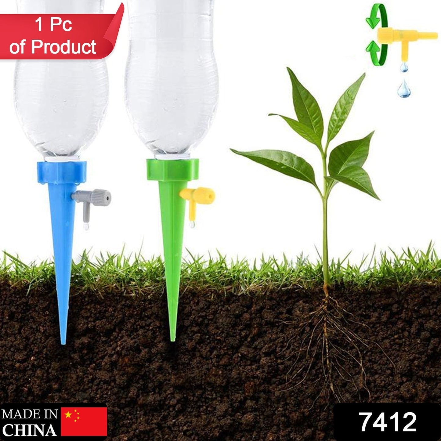 7412 Plant Watering Spikes self Watering Spikes Water dripper for Plants, Adjustable Plant Watering Devices with Slow Release Control Valve Switch (1Pc) DeoDap