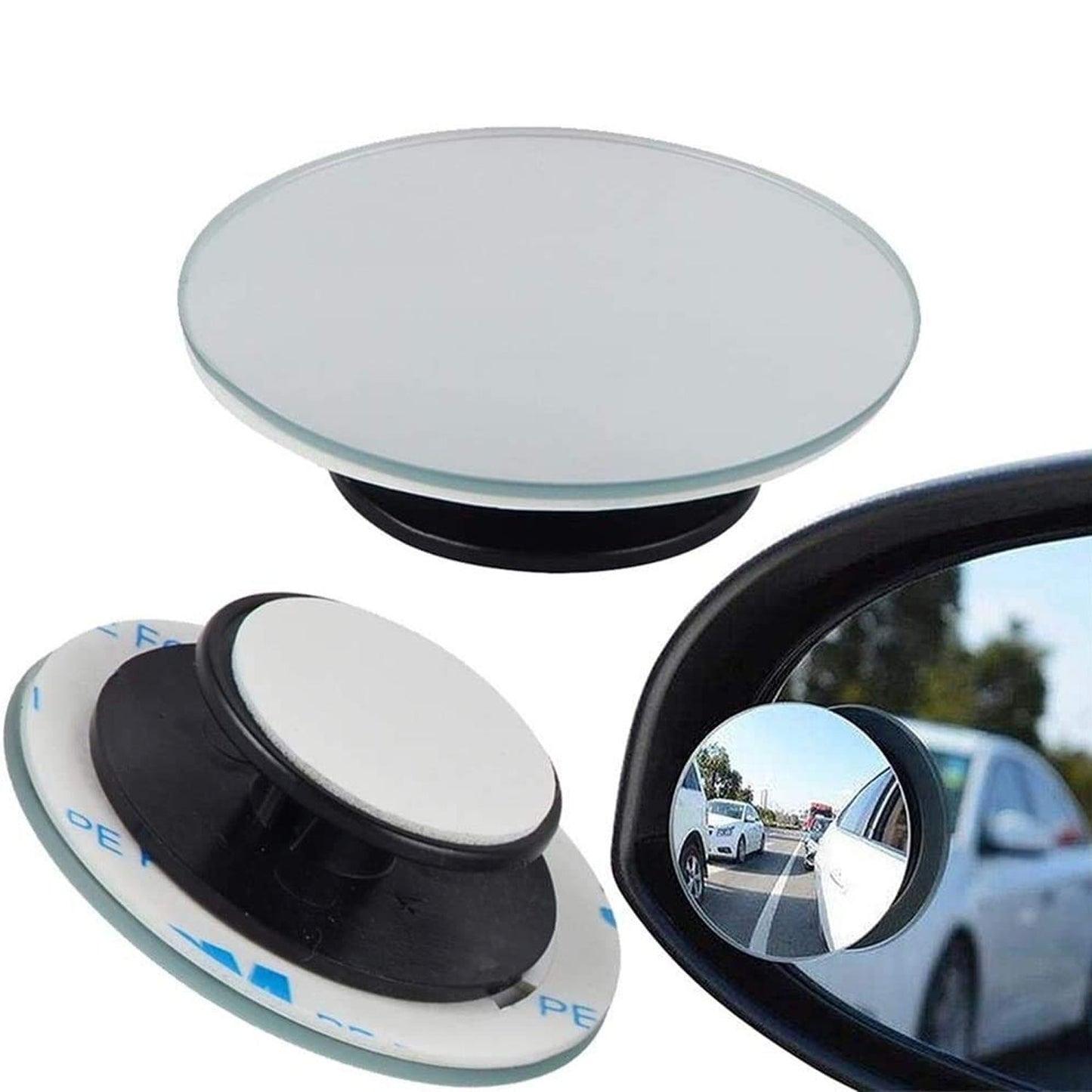 1512 Blind Spot Round Wide Angle Adjustable Convex Rear View Mirror - Pack of 2