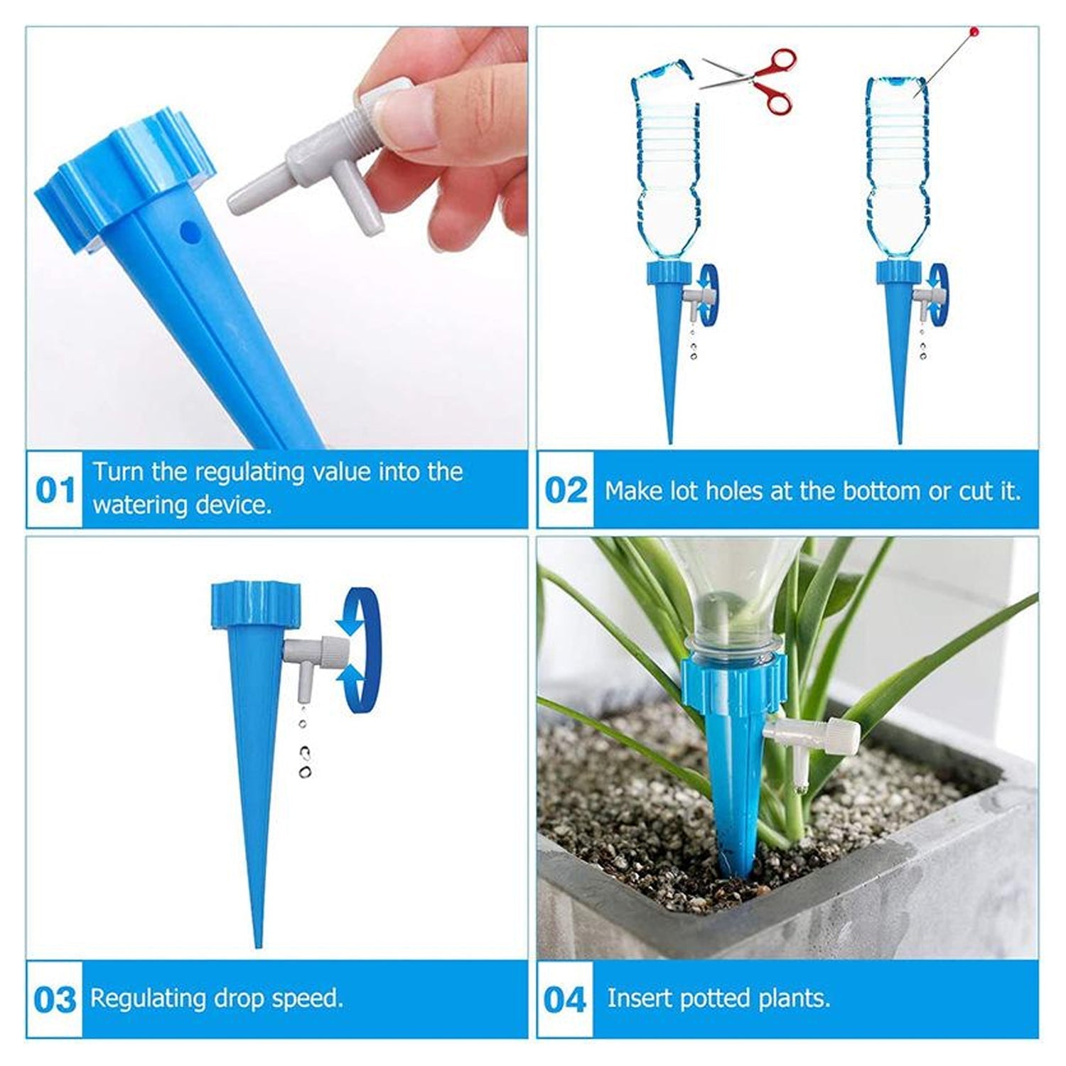 7412 Plant Watering Spikes self Watering Spikes Water dripper for Plants, Adjustable Plant Watering Devices with Slow Release Control Valve Switch (1Pc) DeoDap