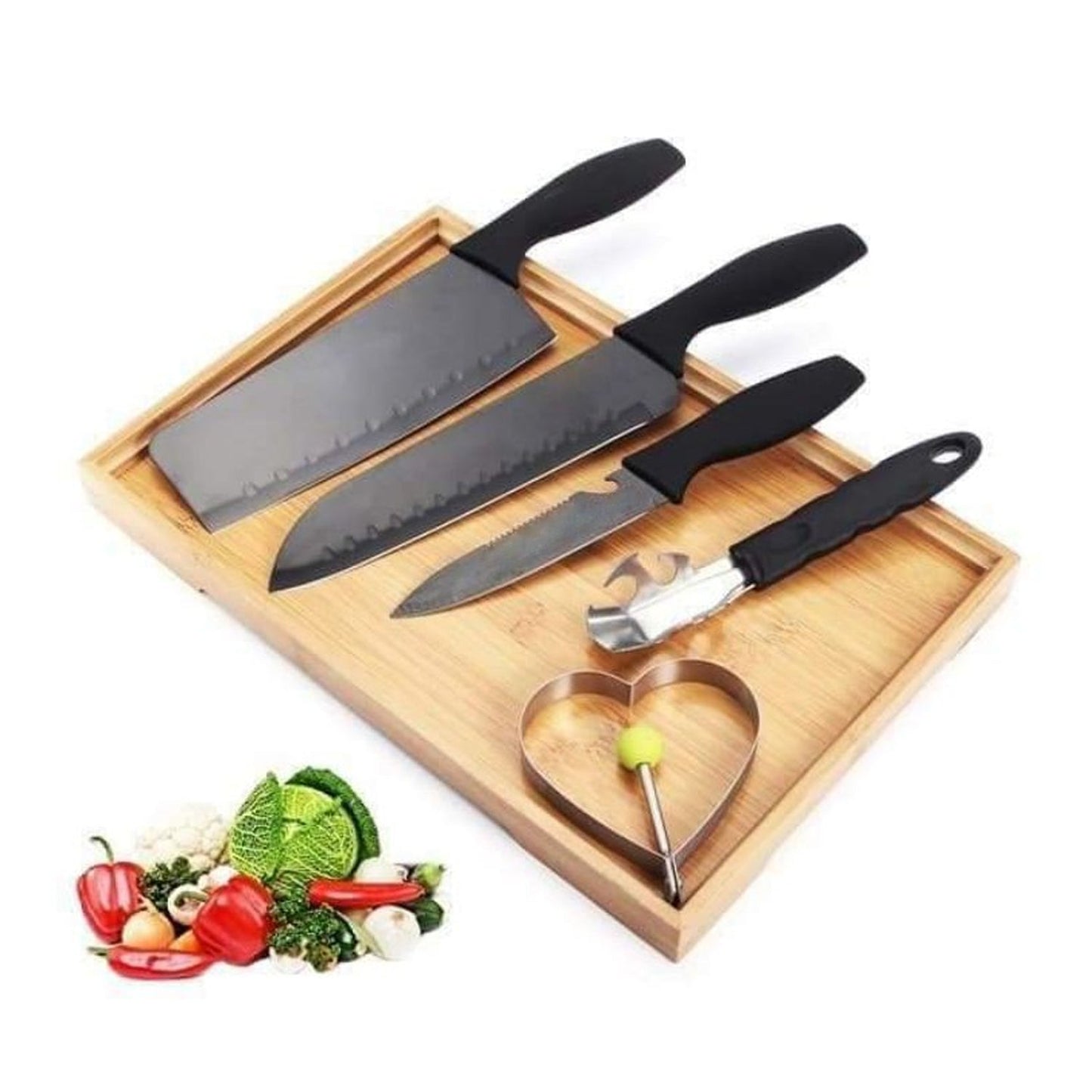 5910 5-Piece Forged Kitchen Chef Cutlery Stainless Steel Knife Set, Chopping Knife, Chef Knife, Utility Knife, Butcher Knife (5pc) DeoDap