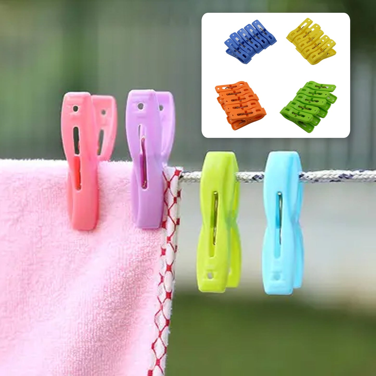 7893 Multifunction Plastic Heavy Quality Cloth Hanging Clips, Plastic Laundry Clothes Pins Set of 20 Pieces