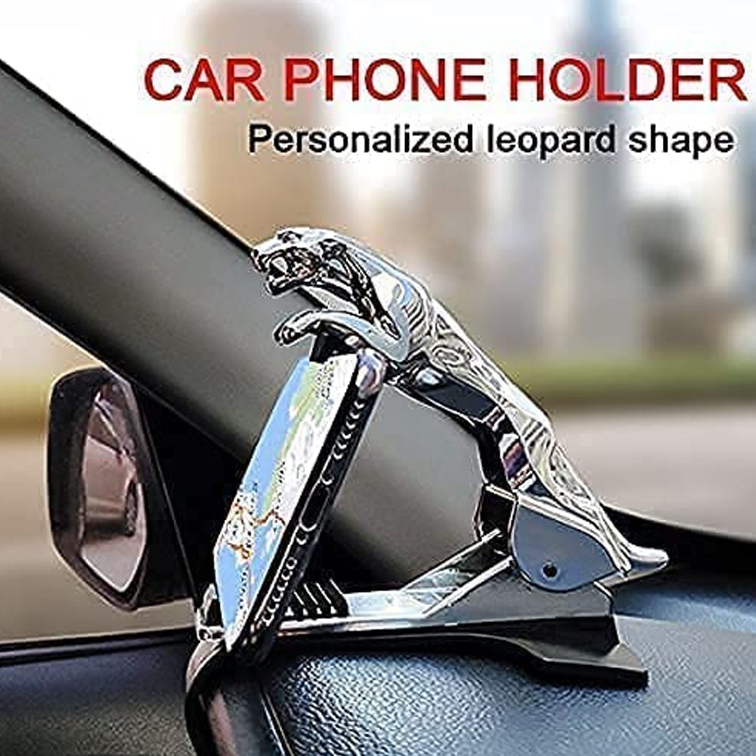 6469 Jaguar Leopard Shape Plastic Phone Clip, Mobile Phone Holder For Car Use DeoDap