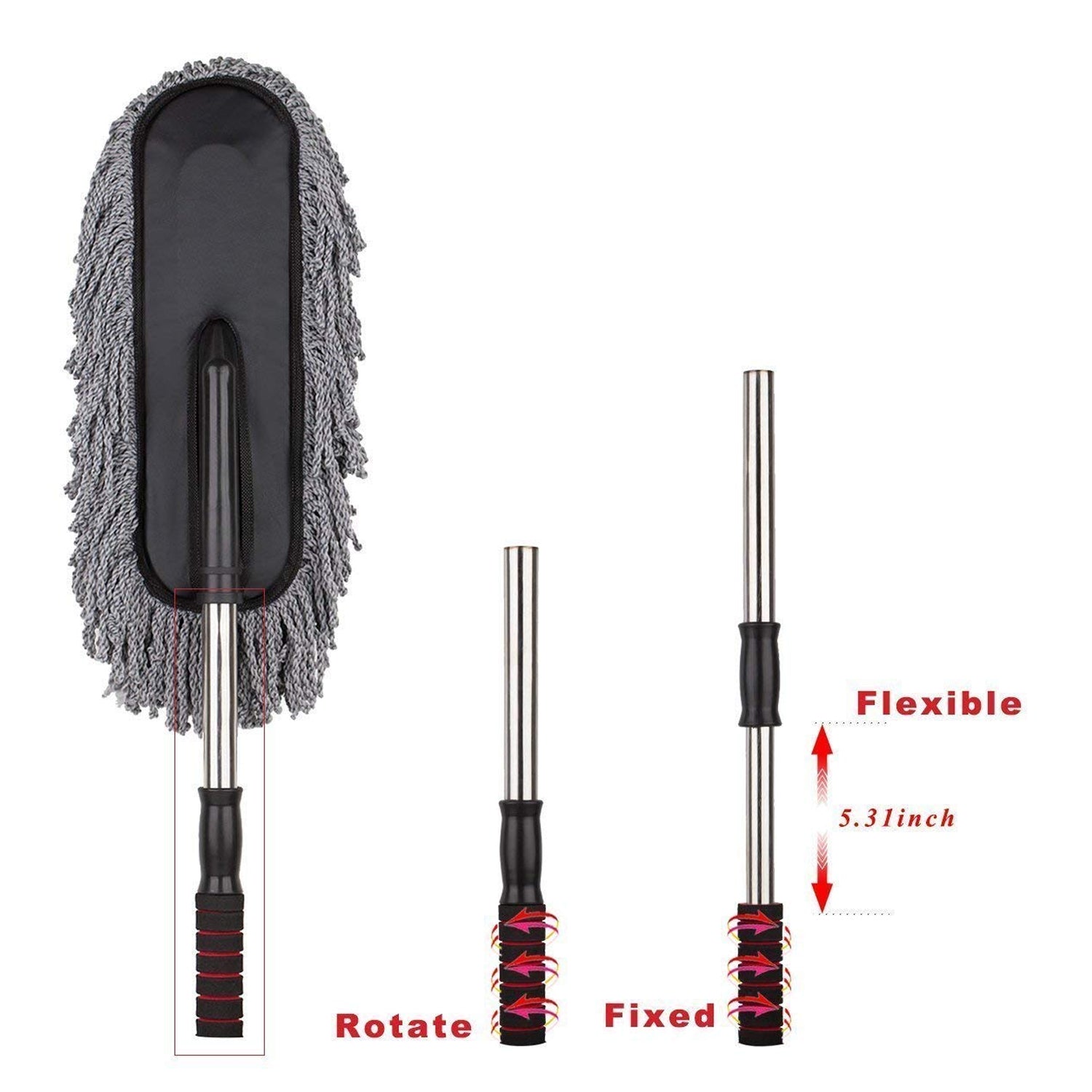 4749 Car Duster, Long Retractable/Soft/Non-Slip/Handle Multipurpose Microfiber Wash Brush Vehicle Interior and Exterior Cleaning Kit with for Car, Boats or Home DeoDap