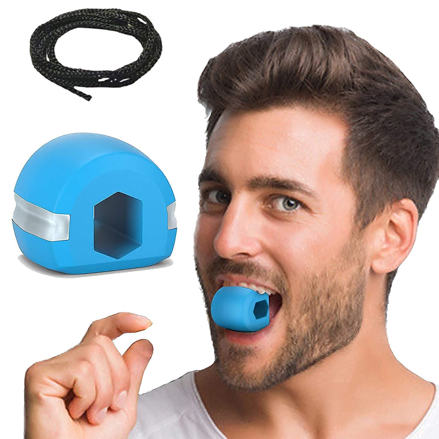 6128 DARK BLUE JAW EXERCISER USED TO GAIN SHARP AND CHISELLED JAWLINE EASILY AND FAST. DeoDap