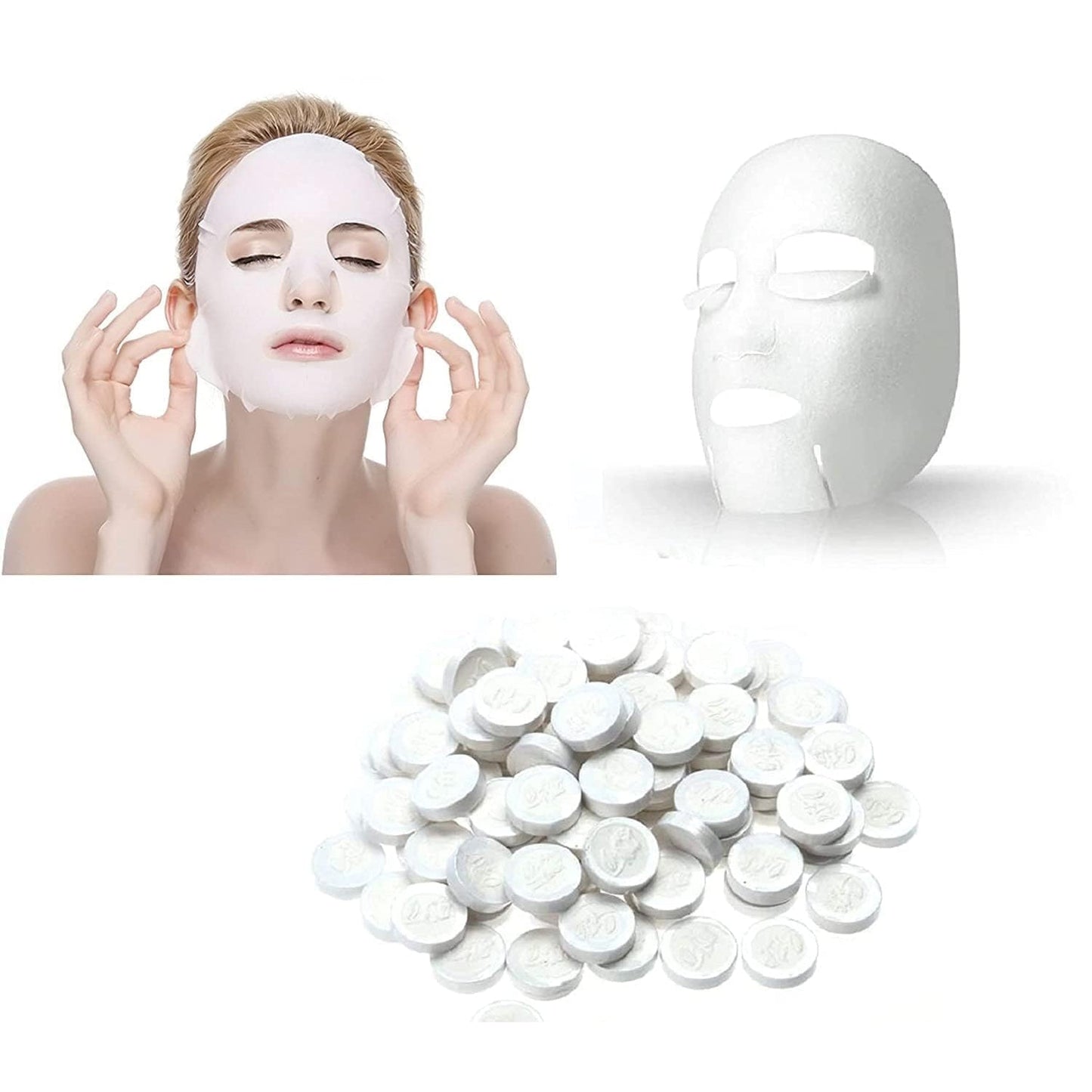 6144 Facial Lotion Tissue Paper DIY Home Spa Coin Face Mask/ Compressed Facial Whitening Tablet Face Mask Sheet for Women and Girl - Pack of 100 DeoDap