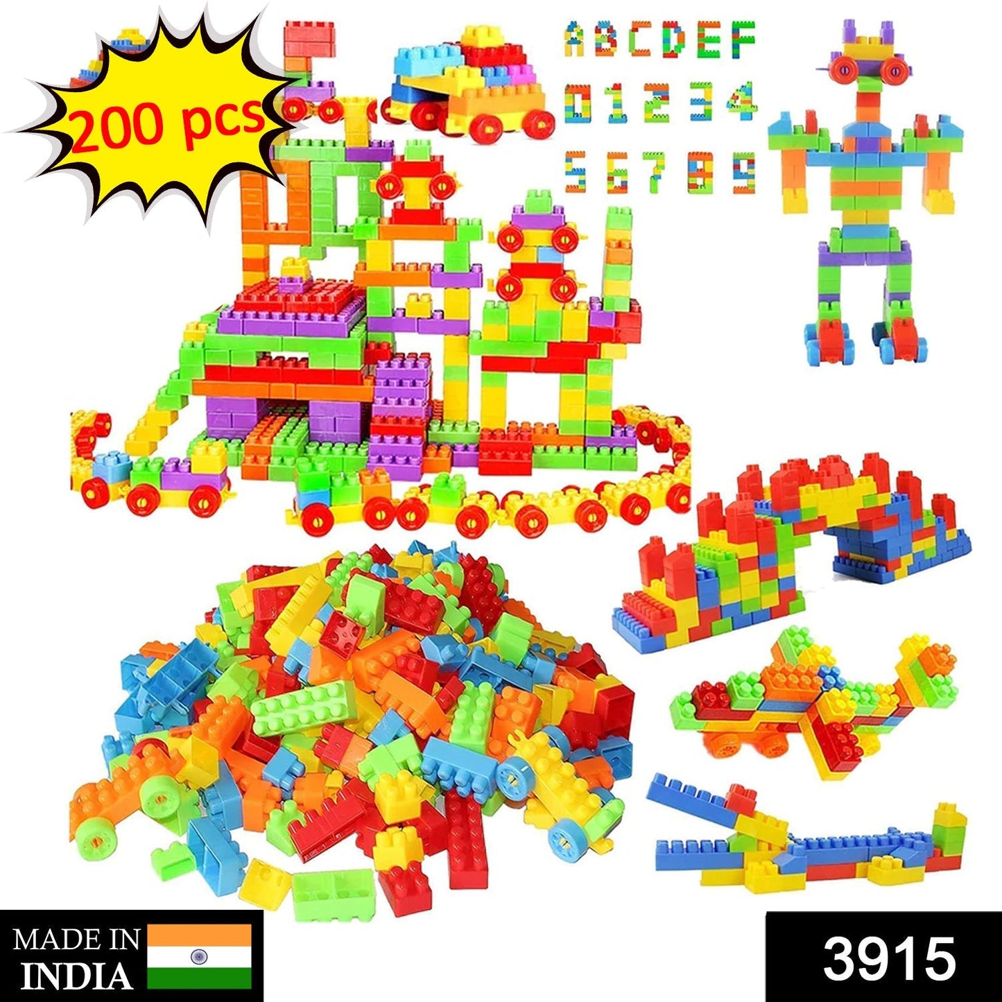 3915 200 Pc Train Blocks Toy used in all kinds of household and official places specially for kids and children for their playing and enjoying purposes. DeoDap