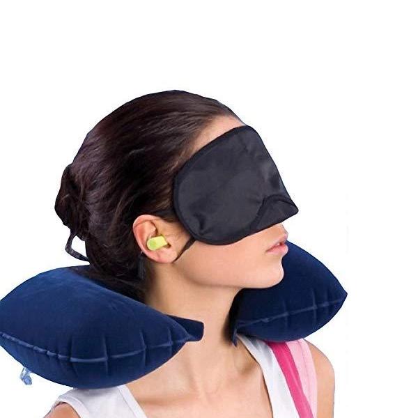 505 -3-in-1 Air Travel Kit with Pillow, Ear Buds & Eye Mask  WITH BZ LOGO