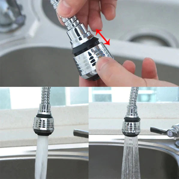0567a Flexible 360 Degree Stainless Steel Faucet Turbo Flex Sprayer Water Extender for Easy Clean Sink Water Saving Extension Jet Stream Spray Setting Faucet for Kitchen/Bathroom