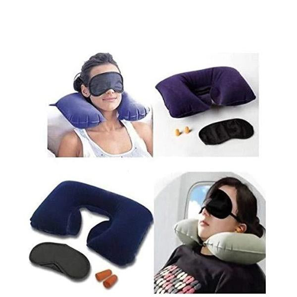 505 -3-in-1 Air Travel Kit with Pillow, Ear Buds & Eye Mask  WITH BZ LOGO