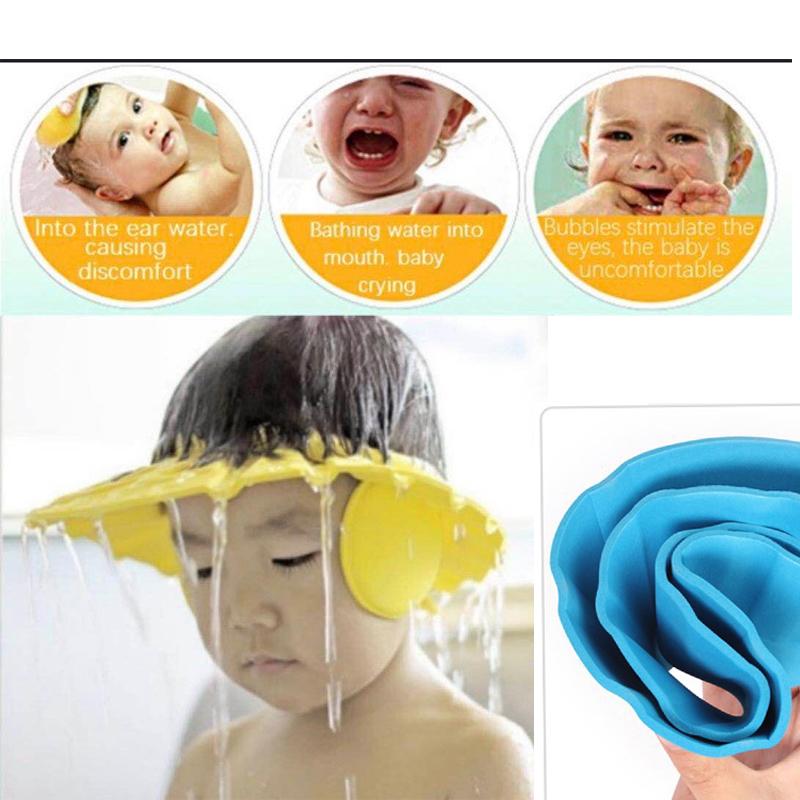 0378 Adjustable Safe Soft Baby Shower cap 