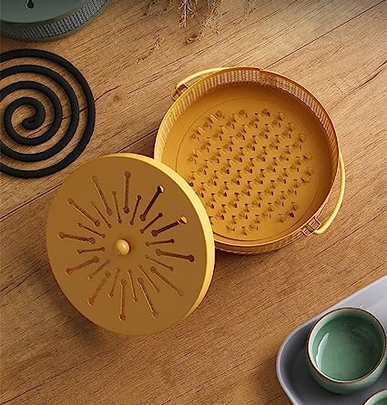 1321 Decorative Mosquito Coil Holder Mosquito Coil Container, Incense Holder Safe Burning Coil Tray for Home Patio Pool Side Outdoor, Metal Tray