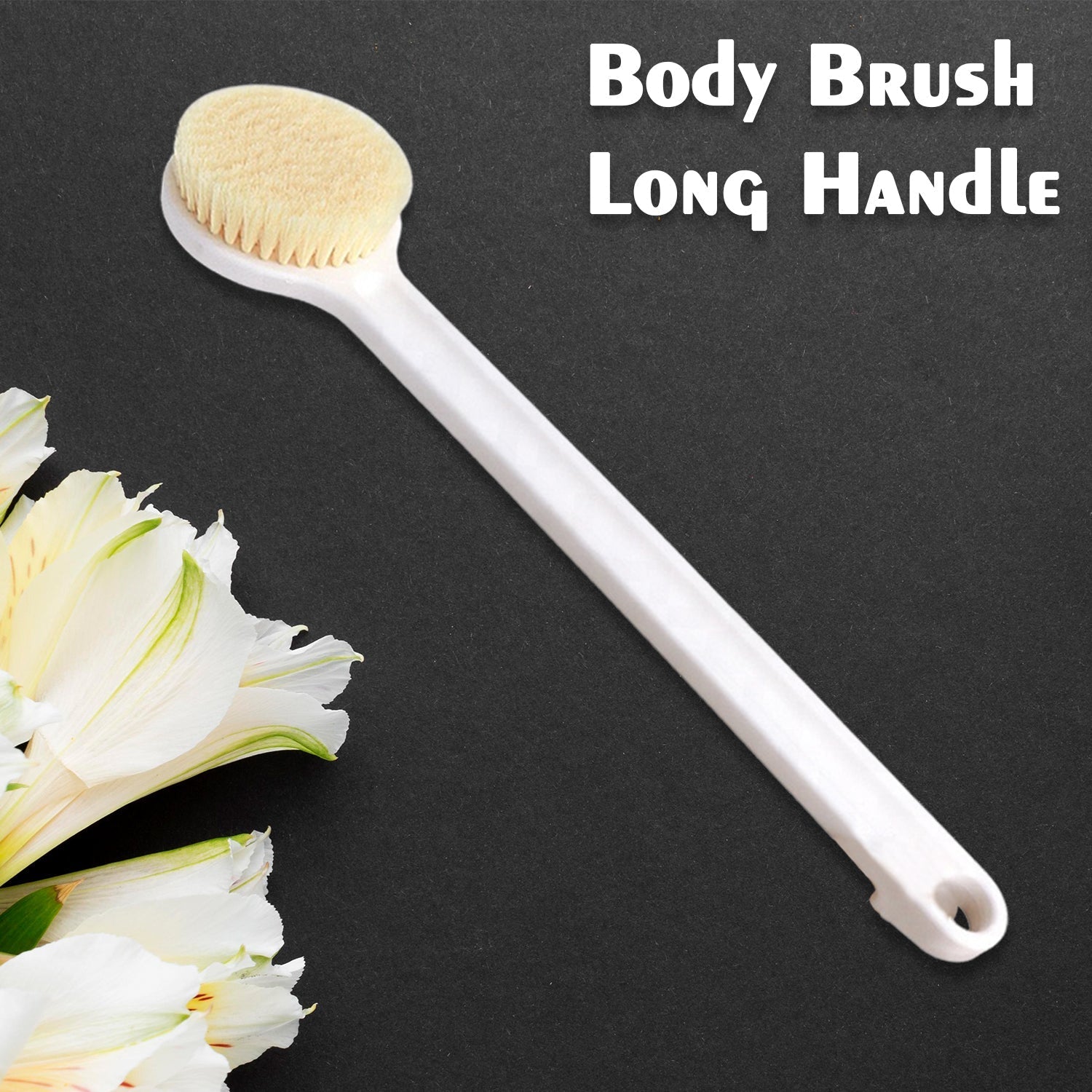 6197 Body Brush Long Handle Dry Brush Soft Bristle Bath Brush Back Scrub Exfoliating Massage. DeoDap