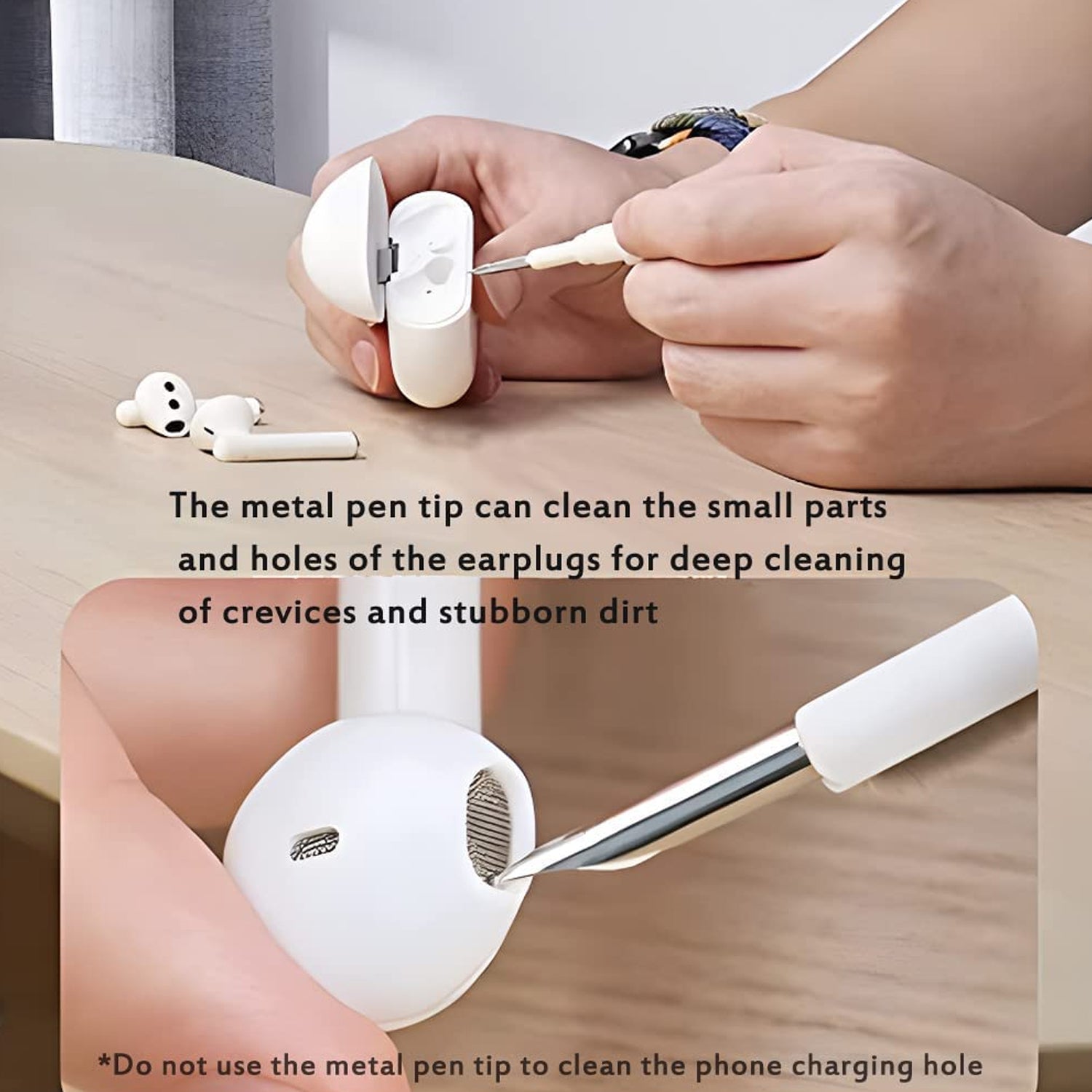 6188 3 In 1 Earbuds Cleaning Pen For Cleaning Of Ear Buds And Ear Phones Easily Without Having Any Damage. DeoDap