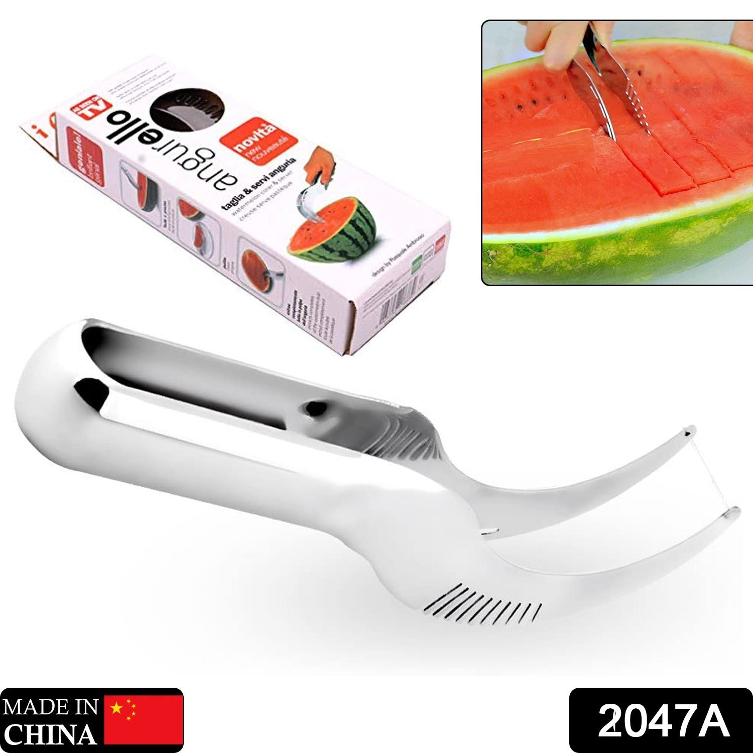 2047 Watermelon Slicer Steel Corer Watermelon Cutter Smart Kitchen Gadget Fruit Slicer Multi-Purpose Stainless Steel Kitchen Tool DeoDap