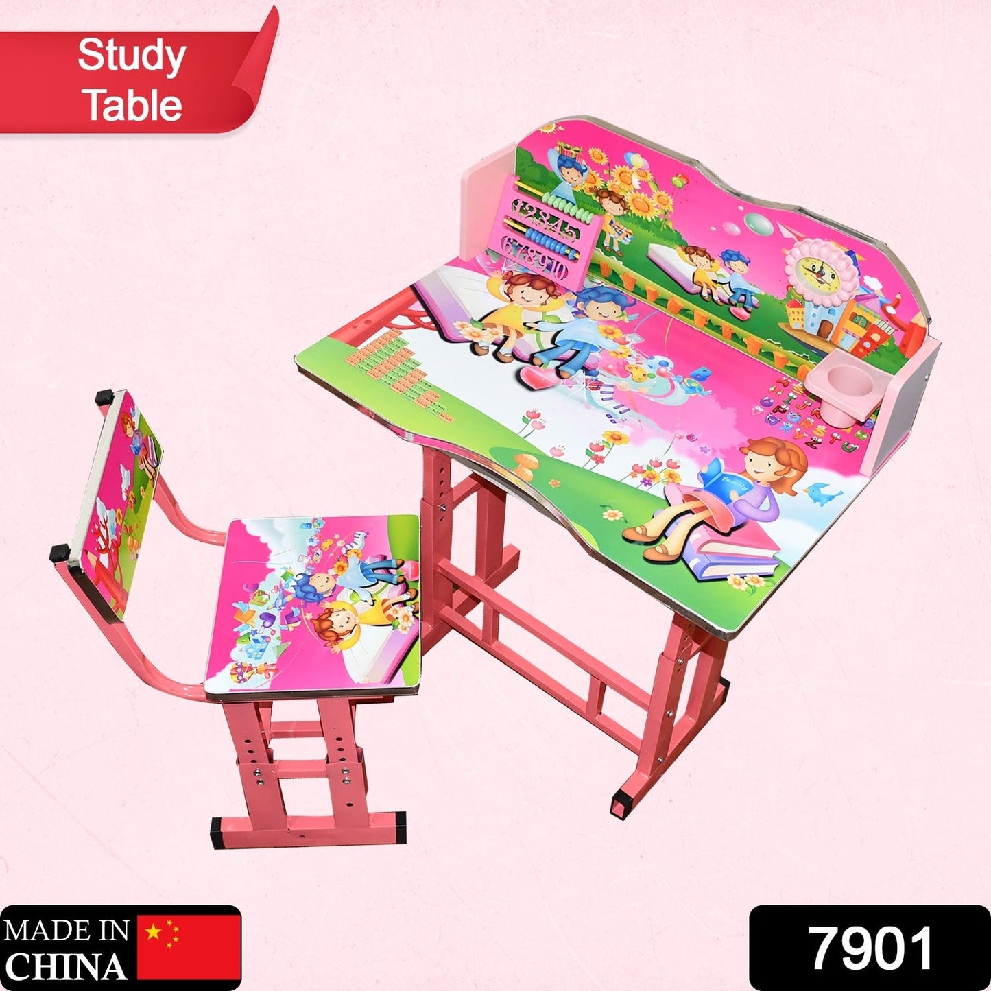 7901 Multifunction Portable Study Table for Kids Table Chair Set for Kids Study Table with Chair for Work office, home